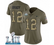 Women's Nike New England Patriots #12 Tom Brady Limited Olive Camo 2017 Salute To Service Super Bowl LII NFL Jersey