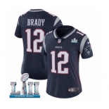 Women's Nike New England Patriots #12 Tom Brady Navy Blue Team Color Vapor Untouchable Limited Player Super Bowl LII NFL Jersey