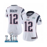 Women's Nike New England Patriots #12 Tom Brady White Vapor Untouchable Limited Player Super Bowl LII NFL Jersey