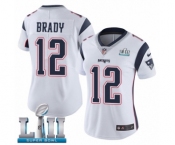 Women's Nike New England Patriots #12 Tom Brady White Vapor Untouchable Limited Player Super Bowl LII NFL Jersey