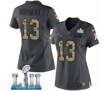 Women's Nike New England Patriots #13 Phillip Dorsett Limited Black 2016 Salute to Service Super Bowl LII NFL Jersey