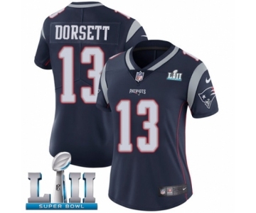 Women's Nike New England Patriots #13 Phillip Dorsett Navy Blue Team Color Vapor Untouchable Limited Player Super Bowl LII NFL Jersey