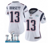 Women's Nike New England Patriots #13 Phillip Dorsett White Vapor Untouchable Limited Player Super Bowl LII NFL Jersey