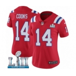 Women's Nike New England Patriots #14 Brandin Cooks Red Alternate Vapor Untouchable Limited Player Super Bowl LII NFL Jersey