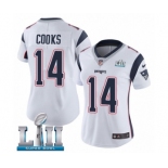 Women's Nike New England Patriots #14 Brandin Cooks White Vapor Untouchable Limited Player Super Bowl LII NFL Jersey