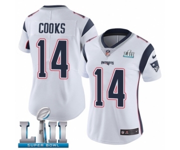 Women's Nike New England Patriots #14 Brandin Cooks White Vapor Untouchable Limited Player Super Bowl LII NFL Jersey