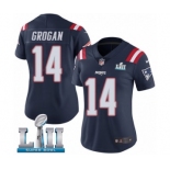 Women's Nike New England Patriots #14 Steve Grogan Limited Navy Blue Rush Vapor Untouchable Super Bowl LII NFL Jersey