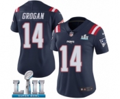 Women's Nike New England Patriots #14 Steve Grogan Limited Navy Blue Rush Vapor Untouchable Super Bowl LII NFL Jersey