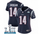 Women's Nike New England Patriots #14 Steve Grogan Navy Blue Team Color Vapor Untouchable Limited Player Super Bowl LII NFL Jersey