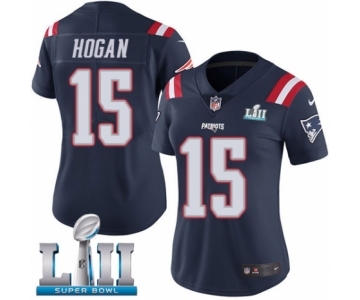 Women's Nike New England Patriots #15 Chris Hogan Limited Navy Blue Rush Vapor Untouchable Super Bowl LII NFL Jersey