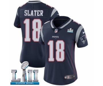 Women's Nike New England Patriots #18 Matthew Slater Navy Blue Team Color Vapor Untouchable Limited Player Super Bowl LII NFL Jersey