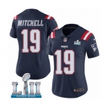 Women's Nike New England Patriots #19 Malcolm Mitchell Limited Navy Blue Rush Vapor Untouchable Super Bowl LII NFL Jersey