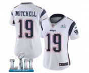 Women's Nike New England Patriots #19 Malcolm Mitchell White Vapor Untouchable Limited Player Super Bowl LII NFL Jersey