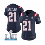 Women's Nike New England Patriots #21 Malcolm Butler Limited Navy Blue Rush Vapor Untouchable Super Bowl LII NFL Jersey