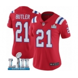 Women's Nike New England Patriots #21 Malcolm Butler Red Alternate Vapor Untouchable Limited Player Super Bowl LII NFL Jersey