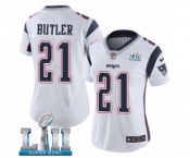 Women's Nike New England Patriots #21 Malcolm Butler White Vapor Untouchable Limited Player Super Bowl LII NFL Jersey