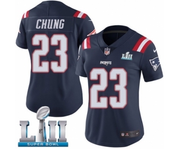 Women's Nike New England Patriots #23 Patrick Chung Limited Navy Blue Rush Vapor Untouchable Super Bowl LII NFL Jersey