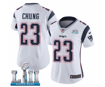 Women's Nike New England Patriots #23 Patrick Chung White Vapor Untouchable Limited Player Super Bowl LII NFL Jersey