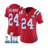 Women's Nike New England Patriots #24 Stephon Gilmore Red Alternate Vapor Untouchable Limited Player Super Bowl LII NFL Jersey