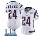 Women's Nike New England Patriots #24 Stephon Gilmore White Vapor Untouchable Limited Player Super Bowl LII NFL Jersey