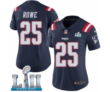 Women's Nike New England Patriots #25 Eric Rowe Limited Navy Blue Rush Vapor Untouchable Super Bowl LII NFL Jersey