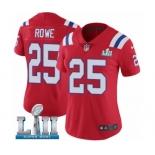 Women's Nike New England Patriots #25 Eric Rowe Red Alternate Vapor Untouchable Limited Player Super Bowl LII NFL Jersey