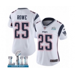 Women's Nike New England Patriots #25 Eric Rowe White Vapor Untouchable Limited Player Super Bowl LII NFL Jersey