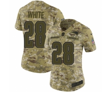 Women's Nike New England Patriots #28 James White Limited Camo 2018 Salute to Service NFL Jersey