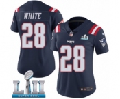 Women's Nike New England Patriots #28 James White Limited Navy Blue Rush Vapor Untouchable Super Bowl LII NFL Jersey