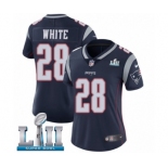 Women's Nike New England Patriots #28 James White Navy Blue Team Color Vapor Untouchable Limited Player Super Bowl LII NFL Jersey