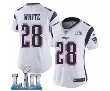 Women's Nike New England Patriots #28 James White Vapor Untouchable Limited Player Super Bowl LII NFL Jersey