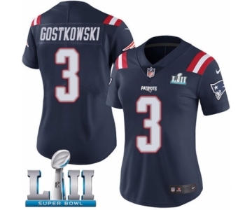 Women's Nike New England Patriots #3 Stephen Gostkowski Limited Navy Blue Rush Vapor Untouchable Super Bowl LII NFL Jersey