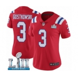 Women's Nike New England Patriots #3 Stephen Gostkowski Red Alternate Vapor Untouchable Limited Player Super Bowl LII NFL Jersey