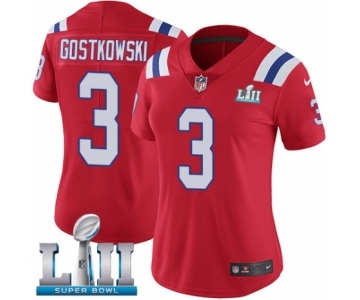 Women's Nike New England Patriots #3 Stephen Gostkowski Red Alternate Vapor Untouchable Limited Player Super Bowl LII NFL Jersey