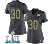 Women's Nike New England Patriots #30 Duron Harmon Limited Black 2016 Salute to Service Super Bowl LII NFL Jersey