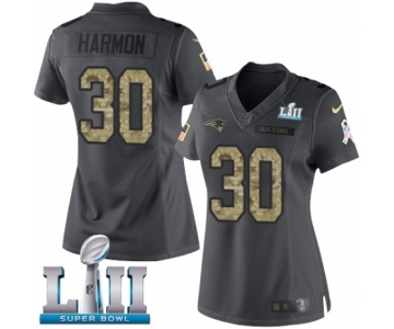 Women's Nike New England Patriots #30 Duron Harmon Limited Black 2016 Salute to Service Super Bowl LII NFL Jersey