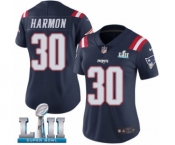 Women's Nike New England Patriots #30 Duron Harmon Limited Navy Blue Rush Vapor Untouchable Super Bowl LII NFL Jersey