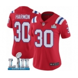 Women's Nike New England Patriots #30 Duron Harmon Red Alternate Vapor Untouchable Limited Player Super Bowl LII NFL Jersey