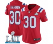 Women's Nike New England Patriots #30 Duron Harmon Red Alternate Vapor Untouchable Limited Player Super Bowl LII NFL Jersey