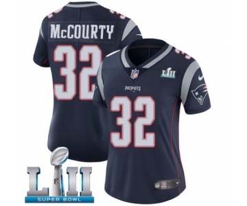 Women's Nike New England Patriots #32 Devin McCourty Navy Blue Team Color Vapor Untouchable Limited Player Super Bowl LII NFL Jersey