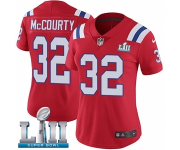 Women's Nike New England Patriots #32 Devin McCourty Red Alternate Vapor Untouchable Limited Player Super Bowl LII NFL Jersey