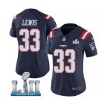 Women's Nike New England Patriots #33 Dion Lewis Limited Navy Blue Rush Vapor Untouchable Super Bowl LII NFL Jersey