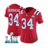 Women's Nike New England Patriots #34 Rex Burkhead Red Alternate Vapor Untouchable Limited Player Super Bowl LII NFL Jersey