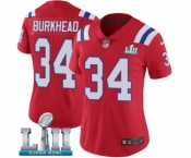 Women's Nike New England Patriots #34 Rex Burkhead Red Alternate Vapor Untouchable Limited Player Super Bowl LII NFL Jersey