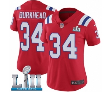 Women's Nike New England Patriots #34 Rex Burkhead Red Alternate Vapor Untouchable Limited Player Super Bowl LII NFL Jersey