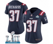 Women's Nike New England Patriots #37 Jordan Richards Limited Navy Blue Rush Vapor Untouchable Super Bowl LII NFL Jersey