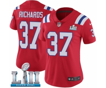 Women's Nike New England Patriots #37 Jordan Richards Red Alternate Vapor Untouchable Limited Player Super Bowl LII NFL Jersey