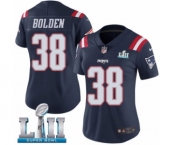 Women's Nike New England Patriots #38 Brandon Bolden Limited Navy Blue Rush Vapor Untouchable Super Bowl LII NFL Jersey