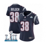 Women's Nike New England Patriots #38 Brandon Bolden Navy Blue Team Color Vapor Untouchable Limited Player Super Bowl LII NFL Jersey