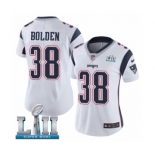 Women's Nike New England Patriots #38 Brandon Bolden White Vapor Untouchable Limited Player Super Bowl LII NFL Jersey